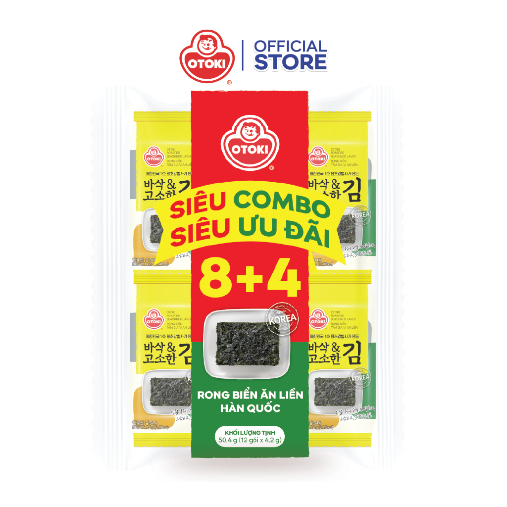 Lốc 12 gói rong biển tẩm gia vị ăn liền Otoki 4.2gx12