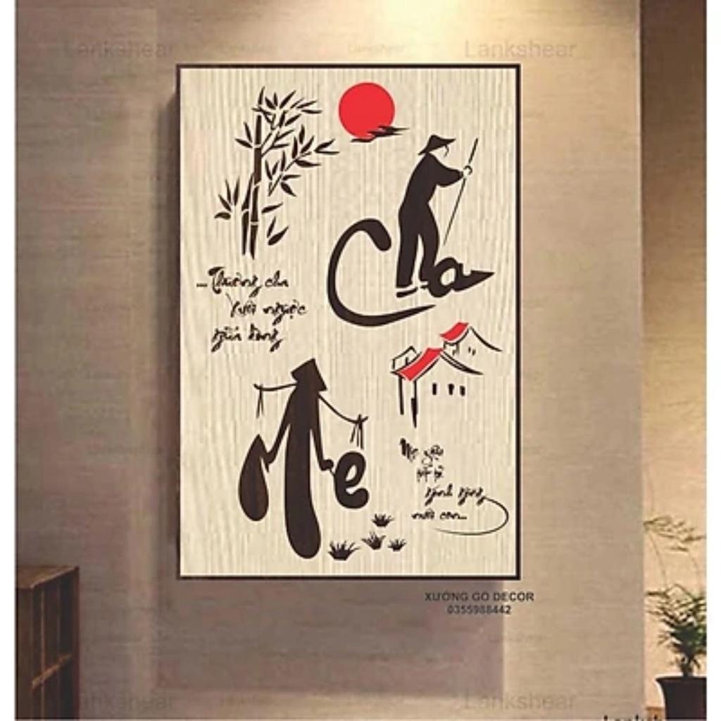 Tranh Thư Pháp Treo Tường Bằng Gỗ Trang Trí Nhà Cửa, Qùa Tặng Người Thân Gia Đình KT 40x30cm