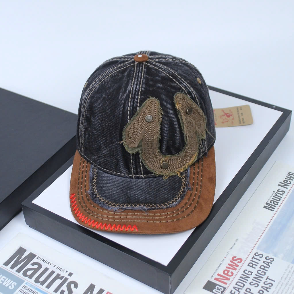 Nón nam, mũ lưỡi trai Ông Địa U lệch phối vải jeans form đẹp thời trang đường phố