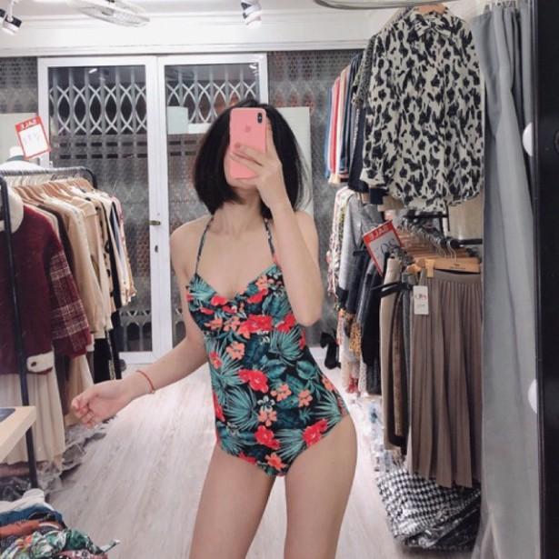 freeship Bikini liền 1 mảnh đẹp họa tiết lá mặc đi biển ( Ảnh chụp thật 100%)