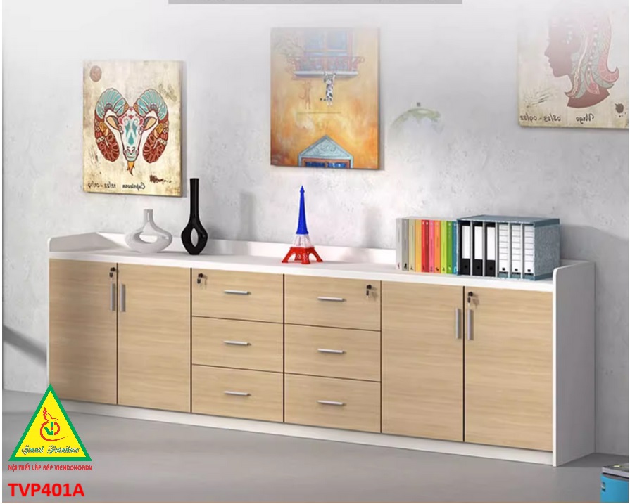Tủ hồ sơ văn phòng, tủ tài liệu thấp gỗ MDF TVP401A - NỘI THẤT LẮP RÁP VIENDONGADV