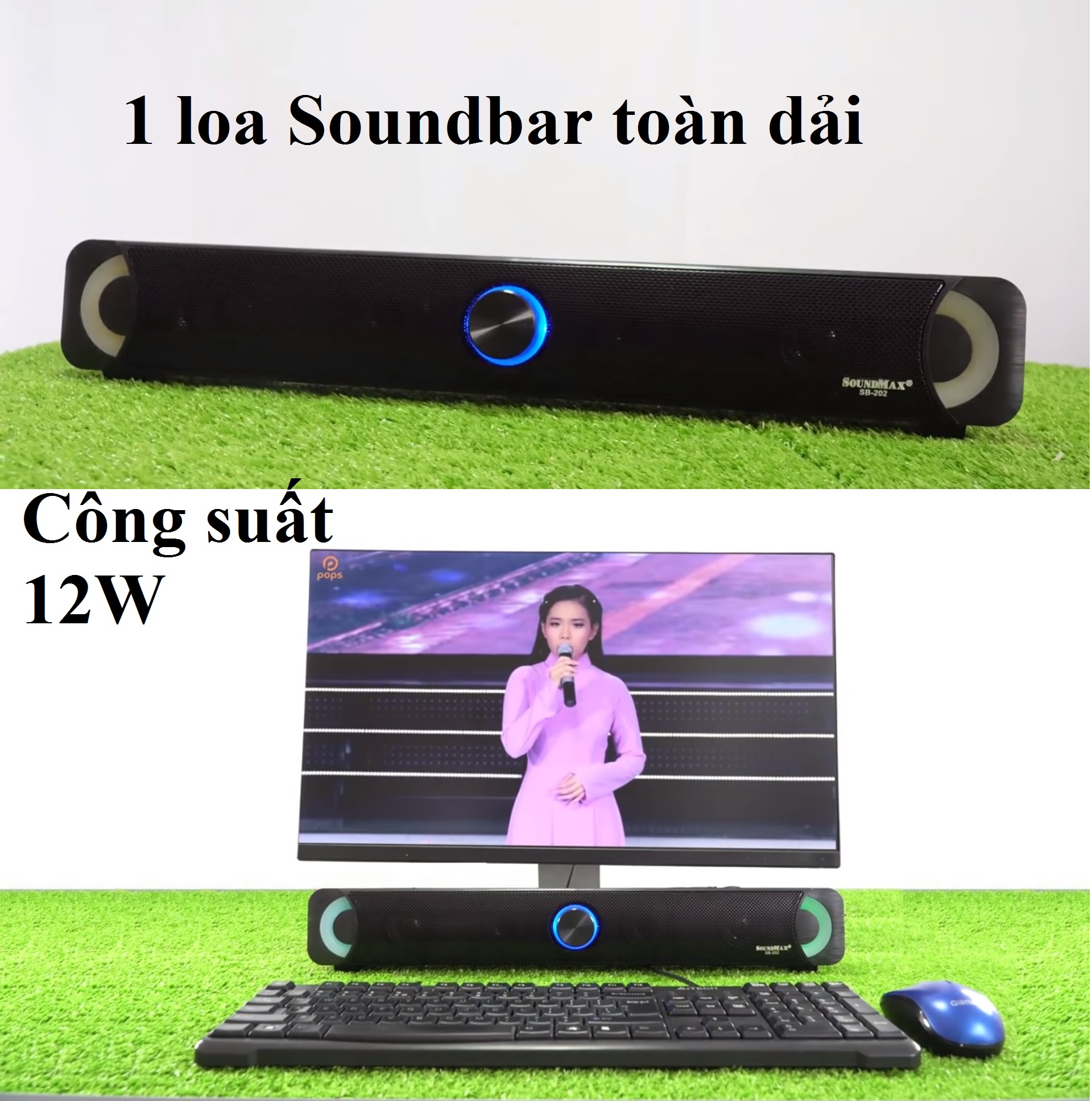 Loa máy tính đèn LED RGB hiện đại SOUNDMAX SB-202 - Hàng chính hãng