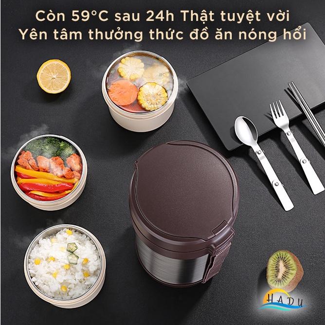 Cặp Lồng Giữ Nhiệt Đựng Cơm 3 Tầng Inox 304 Cao Cấp 6 Lớp Đạt Chất Lượng Đức HADU