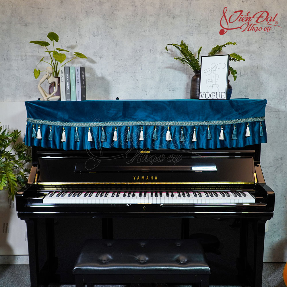 Khăn Phủ Đàn Piano Nhung Xanh Cao Cấp KU-031