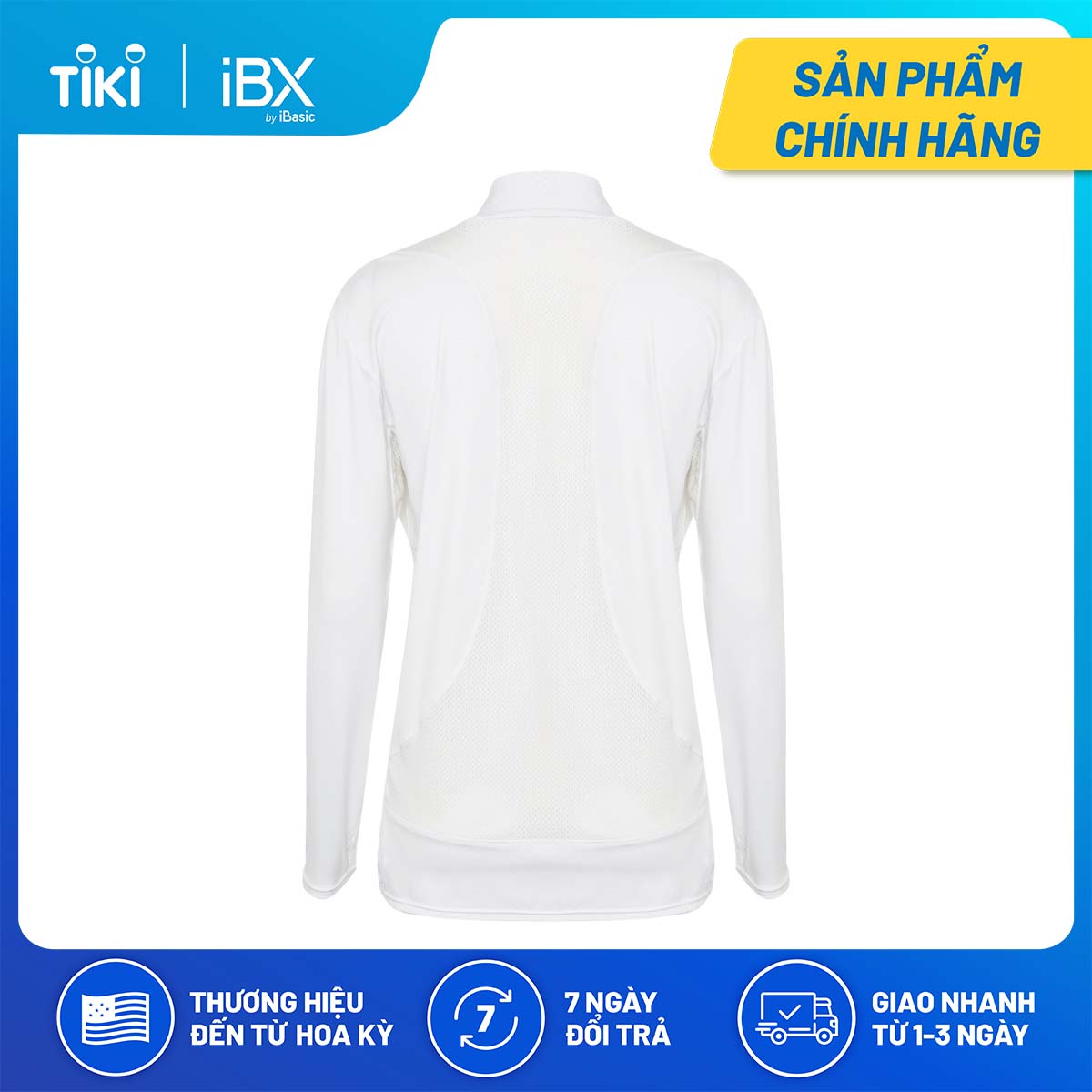 Áo thun nữ thể thao tay dài phối lưới cổ lọ thấp iBasic IBX051