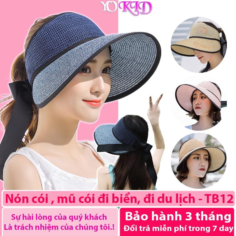 Mũ nón cói đi biển nữ nửa đầu vành rộng thời trang cao cấp tiểu thư có dây buộc - TB13