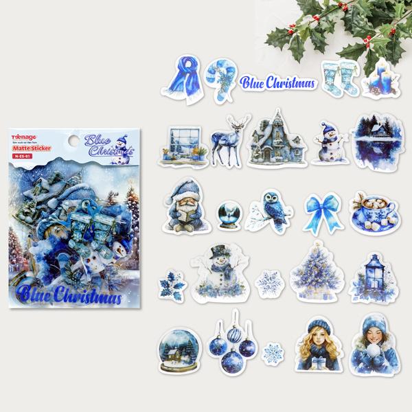 Bộ 25 Matte Sticker Blue Christmas - Teenage ES-01