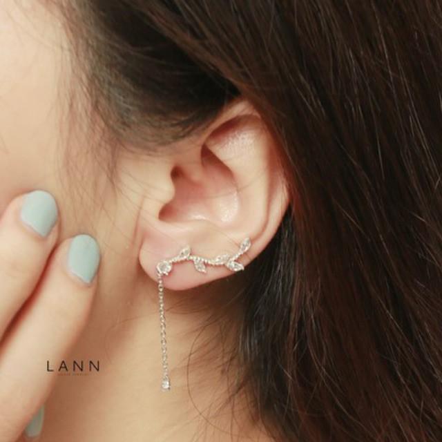 Khuyên nhành cây treo đá trắng S925 LANN