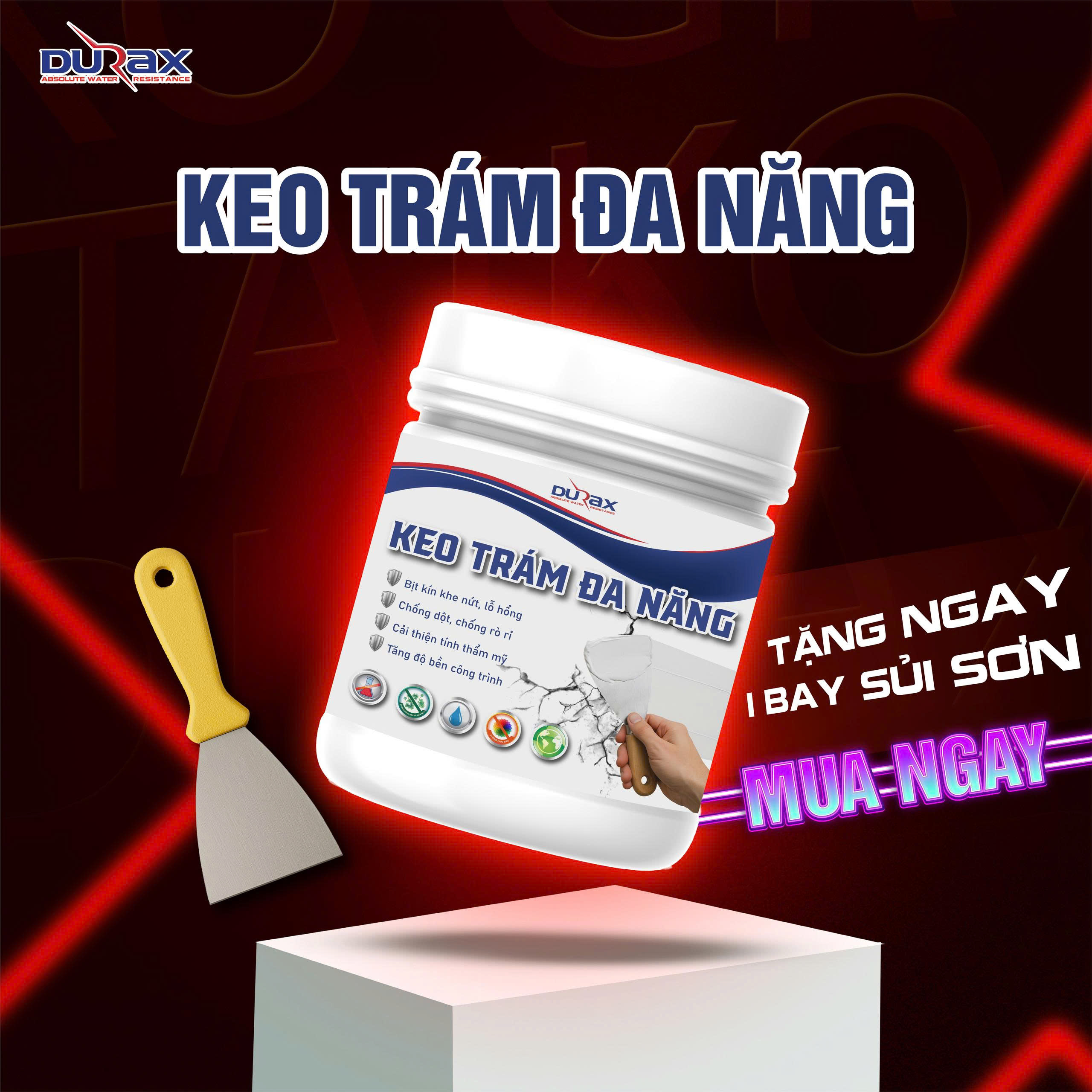Keo Vá Tường DURA 650 Gram Trám Trét Vết Nứt Khe Hở Tường - Chống Mốc Ẩm Làm Sạch Tường