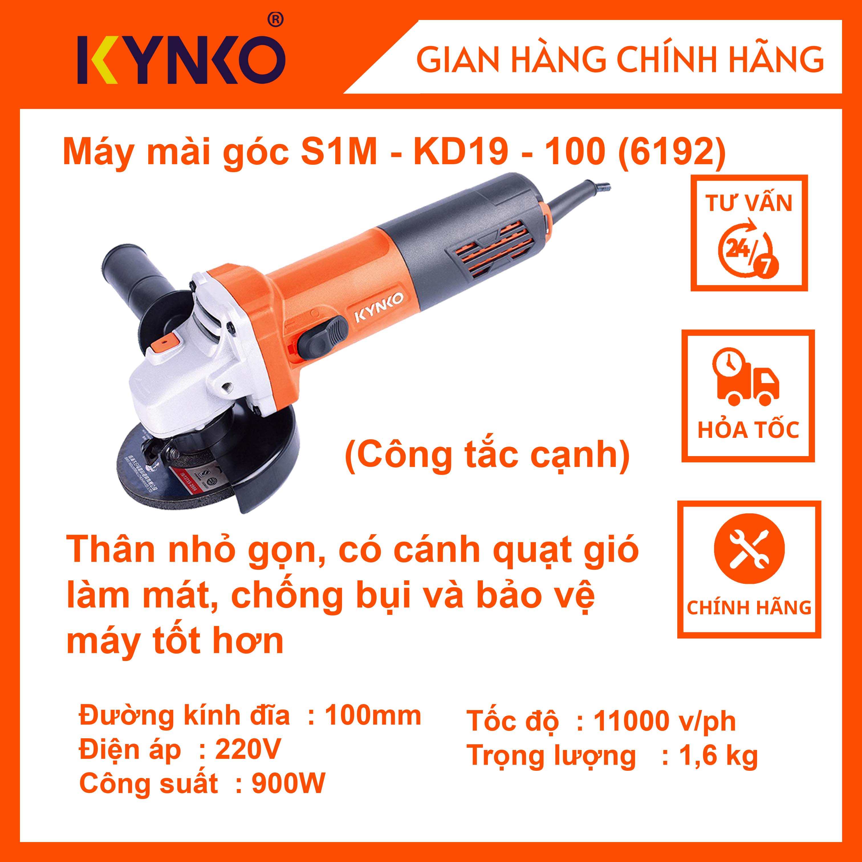 Máy mài góc cầm tay chính hãng Kynko S1M-KD19-100 #6192 giá tốt