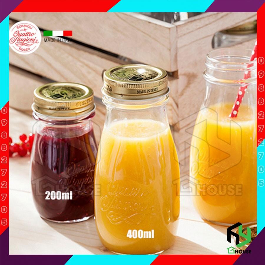 Chai đựng đựng nước ép, sữa hạt Quattro - Bormioli Rocco -Hàng Chính Hãng