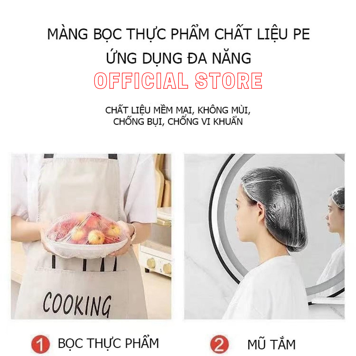 Màng bọc thực phẩm set 100 chiếc co giãn siêu dai có chun hình túi gấu - Chính hãng DODODIOS