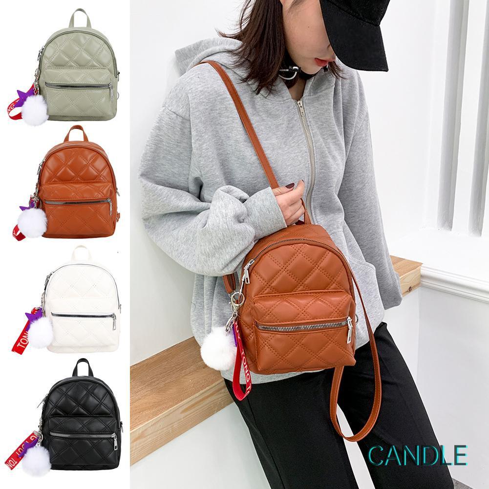 Ba Lô Da Đính Quả Bông Xinh Xắn Cho Nữ