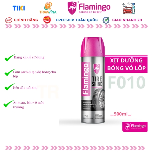 Chai xịt bóng lốp ô tô, xe hơi Flamingo F010 - 500ml - Hàng chính hãng