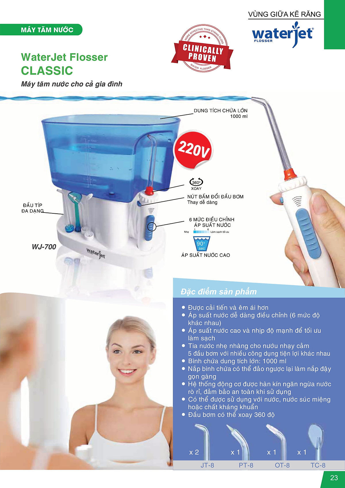  [CHÍNH HÃNG] Máy Tăm Nước Gia Đình Waterjet Flosser Classic | Chính Hãng USA -VT0040