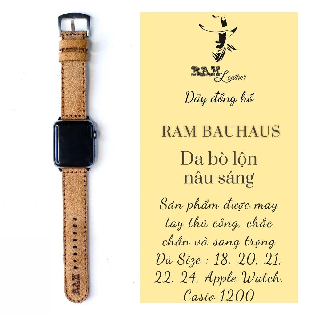 Dây apple watch da bò lộn xanh RAM Bauhaus bền chắc