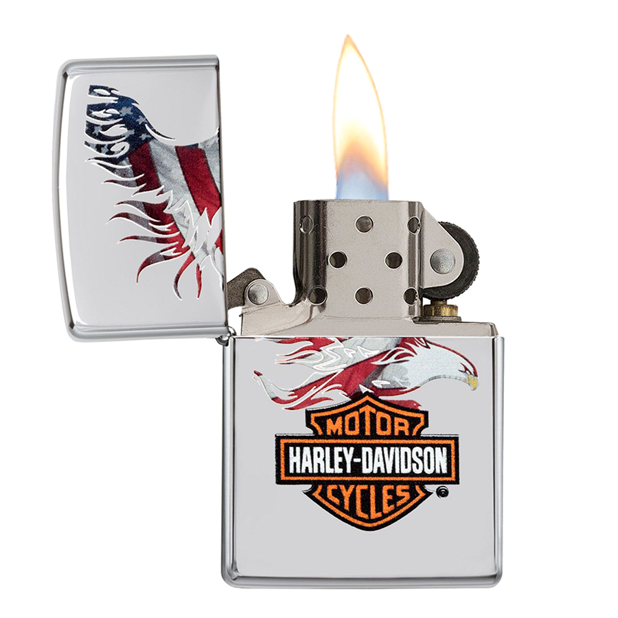 Bật Lửa Zippo Harley Davidson 28082 Eagle Wings Polish Chrome