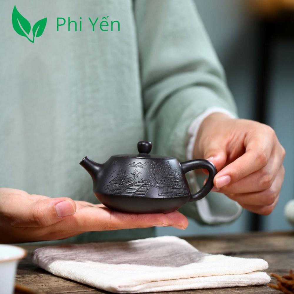 Ấm trà Tử sa Nê Hưng Khâm châu Thạch biều 100ml hàng siêu VIP HSNHTB135105