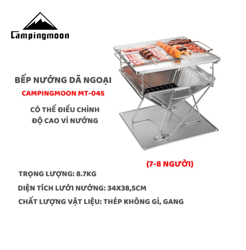 Bếp nướng than hoa gấp gọn 6-8 người Campingmoon MT-045