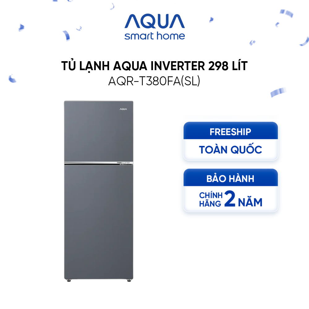 Freeship toàn quốc - Tủ lạnh ngăn đông trên Aqua 328L AQR-T380FA(SL) - Bảo hành 2 năm - Hàng chính hãng