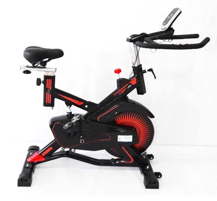 Xe Đạp Tập Thể Dục Airibike MK -291: Đỏ đen có đồng hồ đo nhịp tim thời gian tốc độ quãng đường.