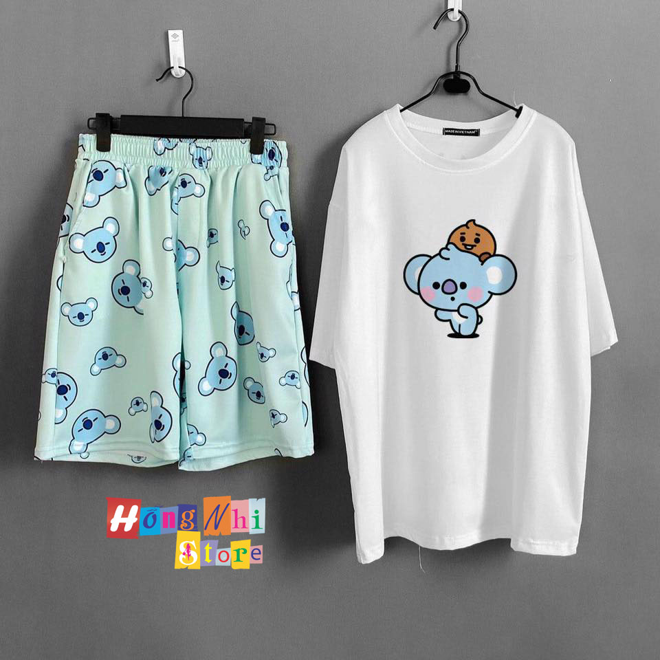 Quần Short Cartoon Unisex Màu Xanh - Quần Đùi Hoạt Hình Siêu Cute - MM