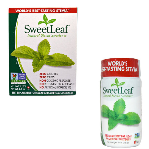 COMBO Đường ăn kiêng cỏ ngọt Hộp 70 gói + Lọ 115g / Sweetleaf stevia sweetener tự nhiên - 0 Calories - Xuất xứ Mỹ