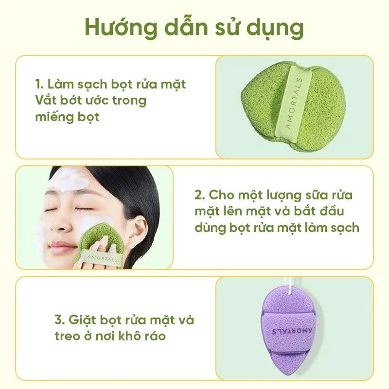 COMBO 3 Hộp Bông Mút Rửa Mặt Amortals, Mút Rửa Mặt Bọt Biển, Làm Sạch Mặt, Bông Mút Hình Giọt Nước - HÀNG CHÍNH HÃNG MINIIN
