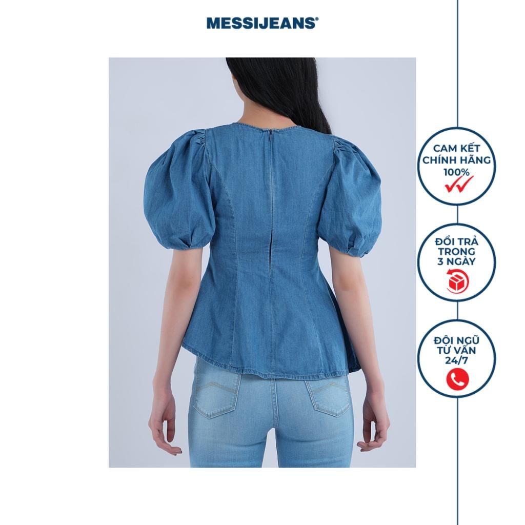 Áo kiểu nữ jeans tay phồng MESSI WJF0163-21