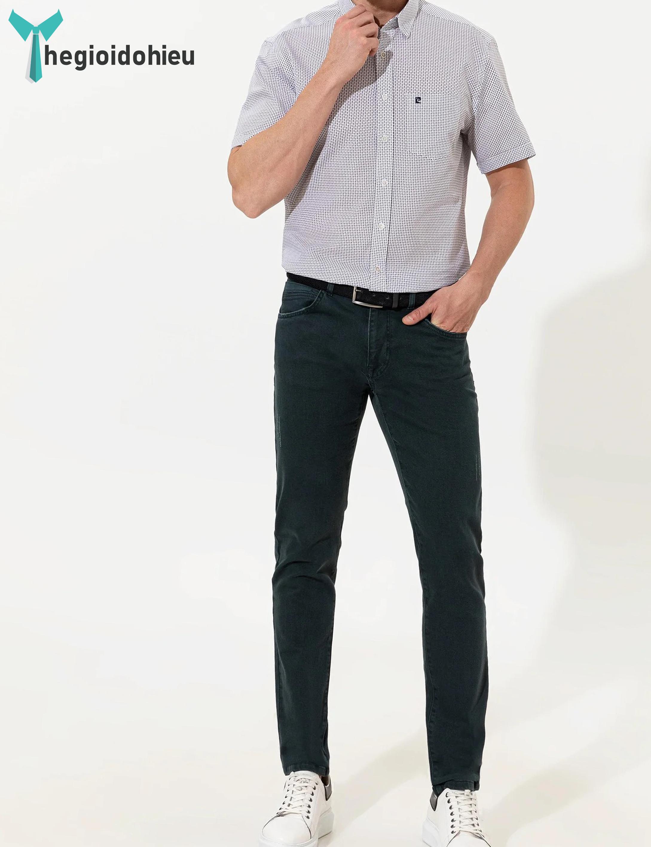 Áo sơ mi nam ngắn tay Pie Cardin PCShirt94 (Trắng họa tiết) - Hàng nhập khẩu - Có túi - Trắng họa tiết