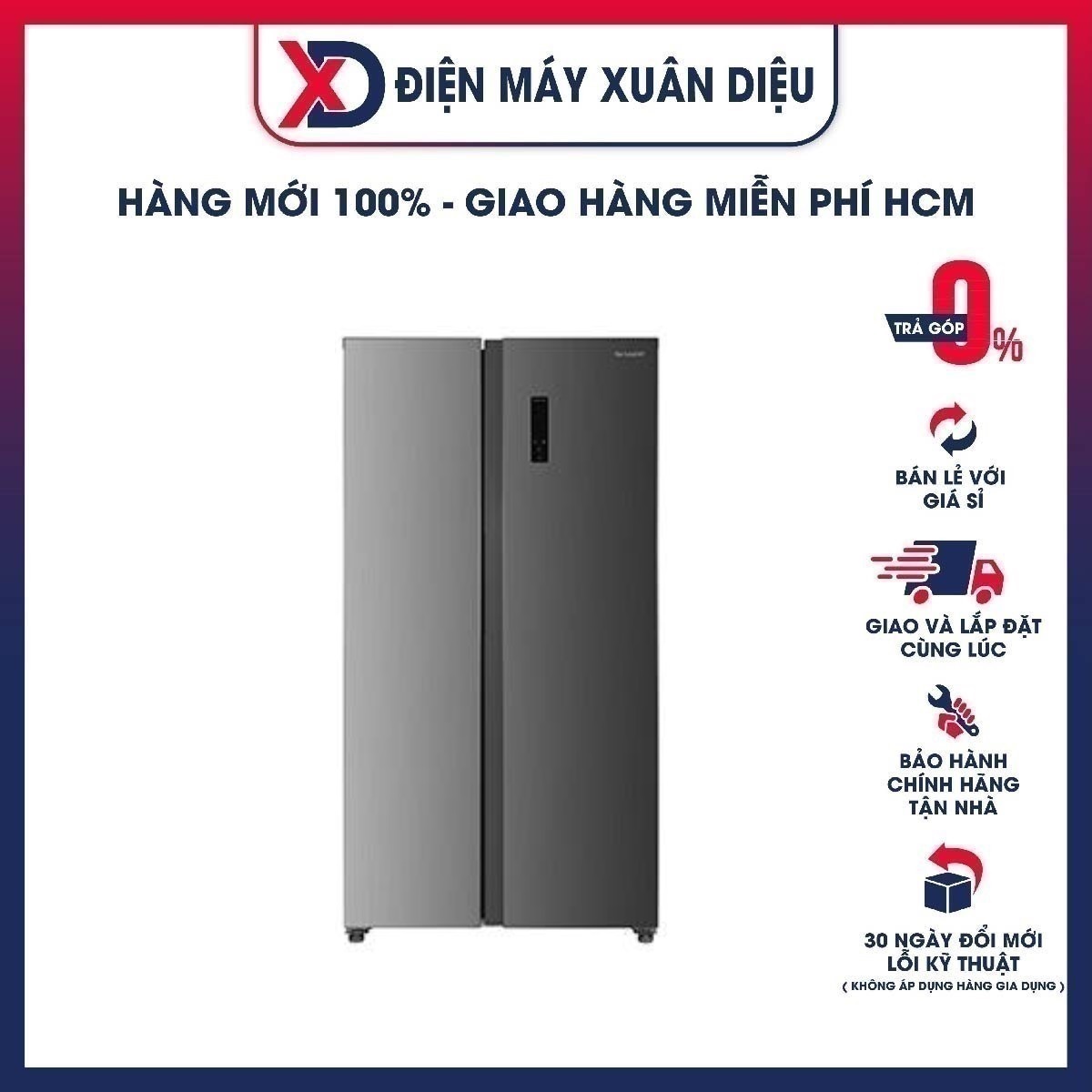 Tủ lạnh Sharp 532 Lít SJ-SBX530V-SL Inveter - Hàng Chính Hãng (Chỉ Giao HCM)