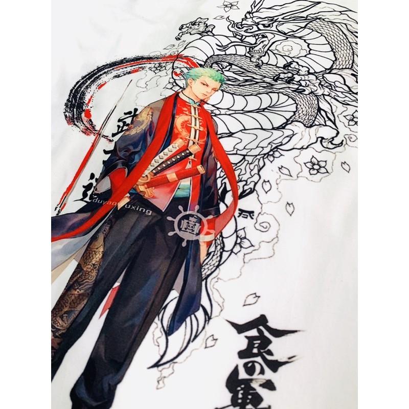 Áo Thun Roronoa Zoro One Piece Rồng Thư Pháp Cực Ngầu | Áo Đảo Hải Tặc Zoro Tshirt OP100