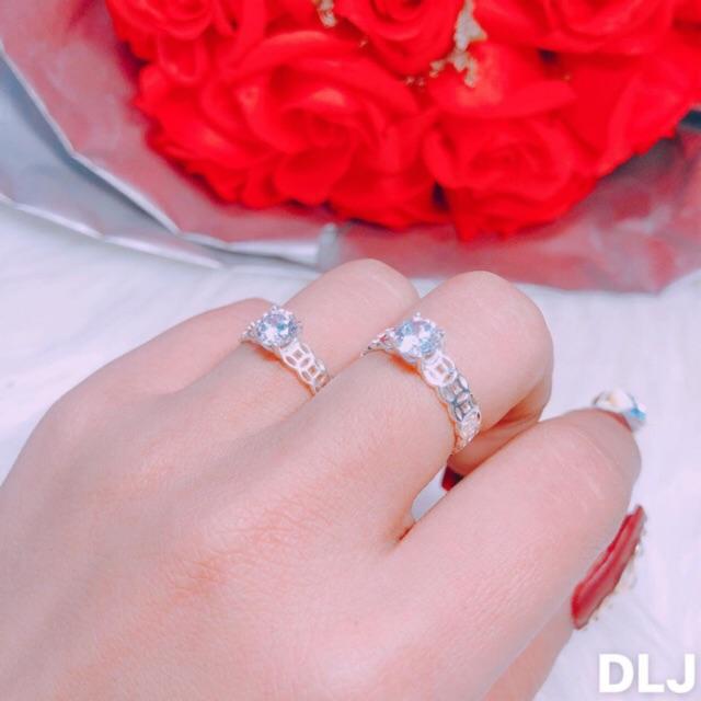 Nhẫn kim tiền đính đá nhỏ