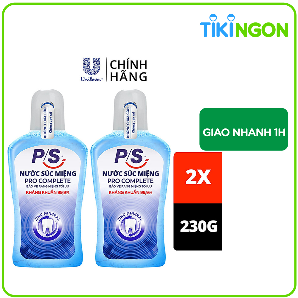 Bộ 2 Nước súc miệng P/S Pro Complete Bảo vệ tối ưu 500ml giúp kháng khuẩn 99.9% không chứa cồn