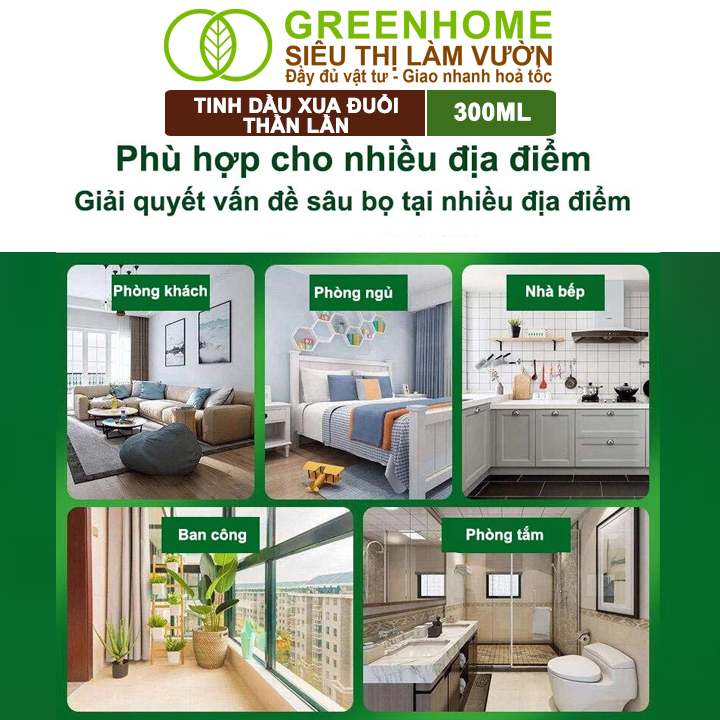 Chế Phẩm Xua Đuổi Thằn Lằn Greenhome, ASA, Chai 300ml, Xua Đuổi Thằn Lằn Mạnh Mẽ, Hiệu Quả Lâu Dài