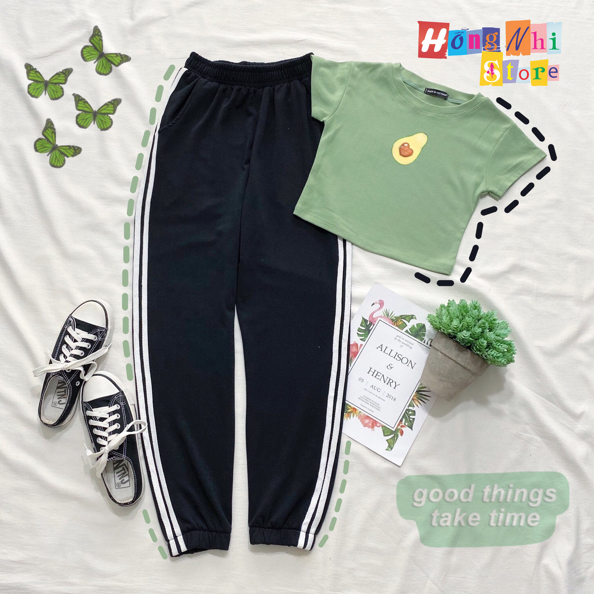 Quần Jogger Line Unisex Lưng Thun 2 Sọc Bo Lai Dáng Rộng Màu Đen - MM