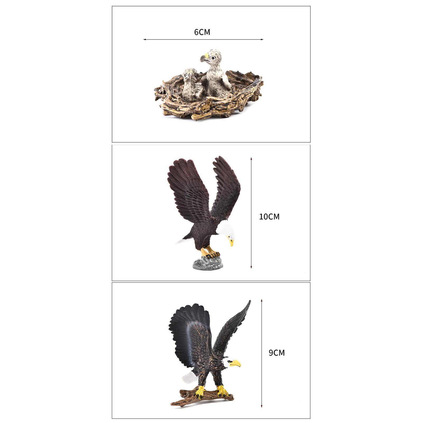 3Pcs Eagle Statue Set Animal Bird Figures for Tabletop Living Room Party