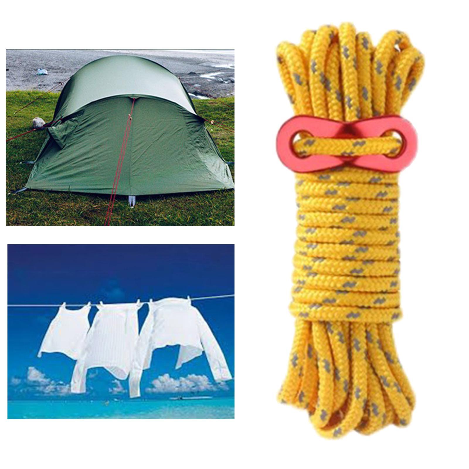 2 Sets Guy Lines Tent Cord with Adjuster 5mm 13ft for Camping Tent Tarp