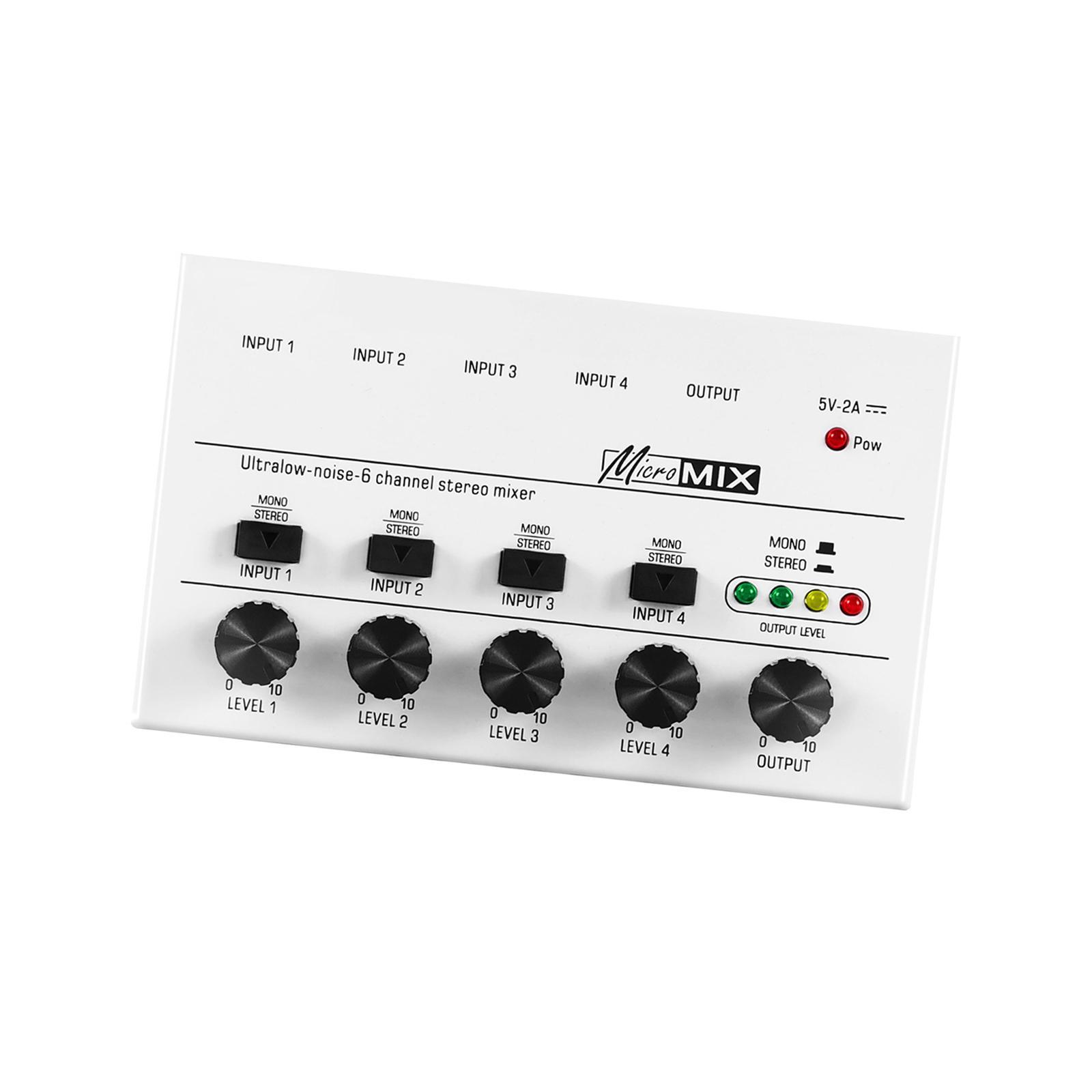 4 Channel Audio Mixer Music Recording Equipment Mini 6.3mm Equalizer Mixing Console Stereo Mixer for Club Computer Live and Studio Player