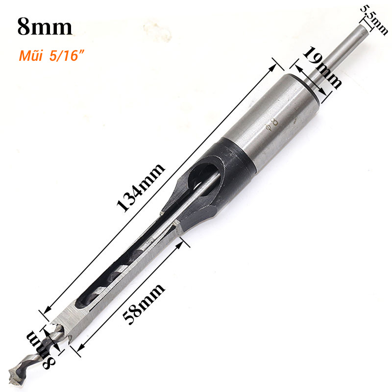 BỘ 4 MŨI KHOAN GỖ LỖ VUÔNG 1/4 - 1/2 INCH HSS