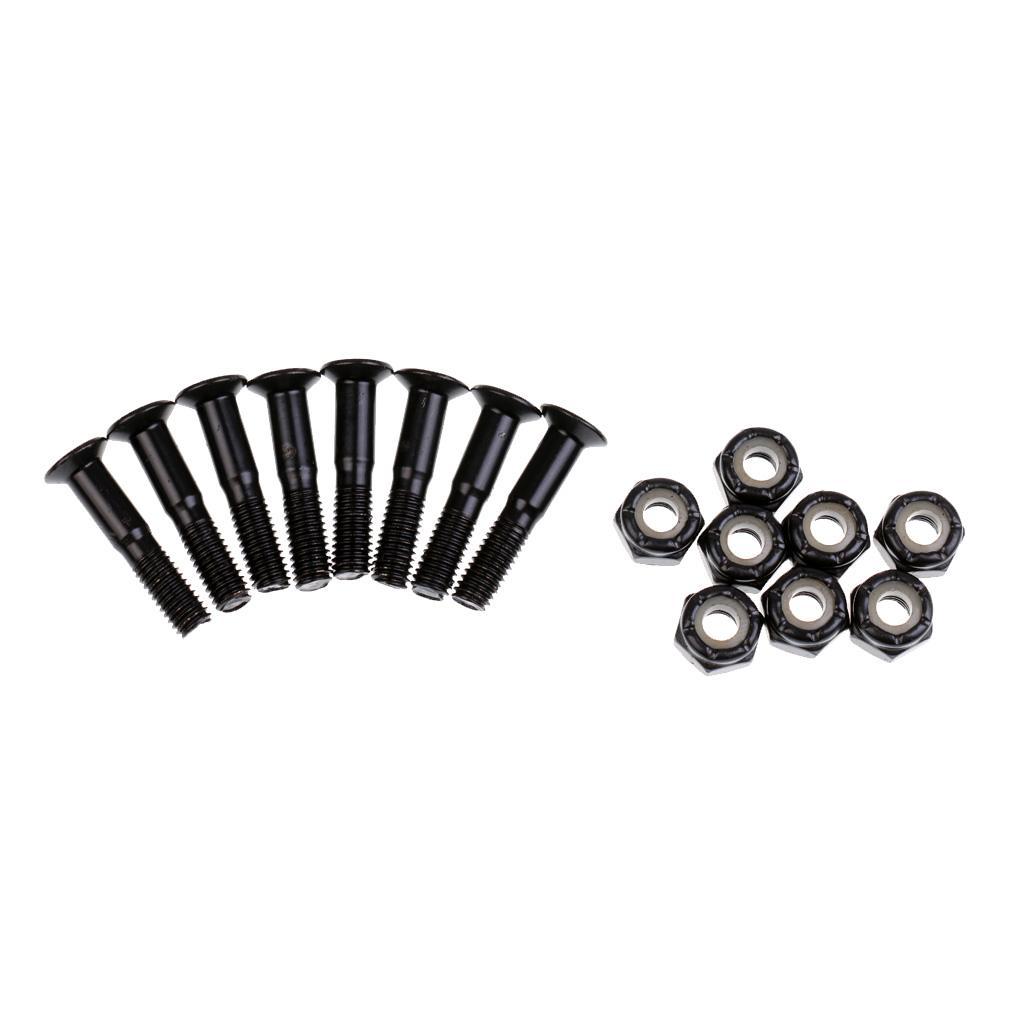 16 Sets Skateboard Screws Nuts Screw Fastener 25mm + 28mm Longboard Carbon Steel Hardware Outdoors