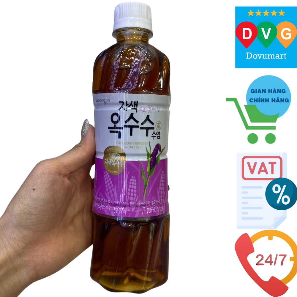 Nước Trà Râu Ngô Tím Woongjin Hàn Quốc Chai 500ML / 웅진) 옥수수 수염차 500ML