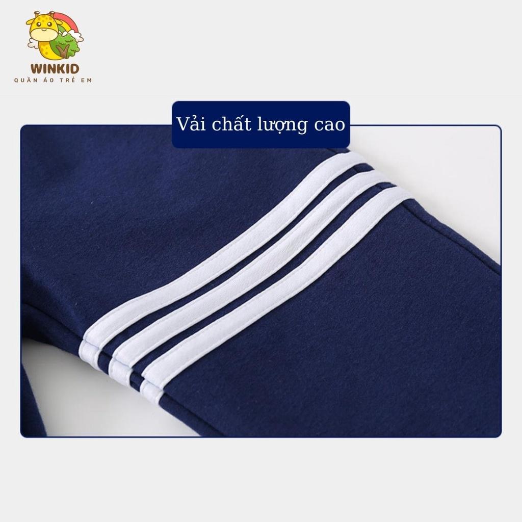 Quần nỉ cho bé WELLKIDS, quần dài thu đông chất nỉ dày họa tiết kẻ sọc thể thao - WK013
