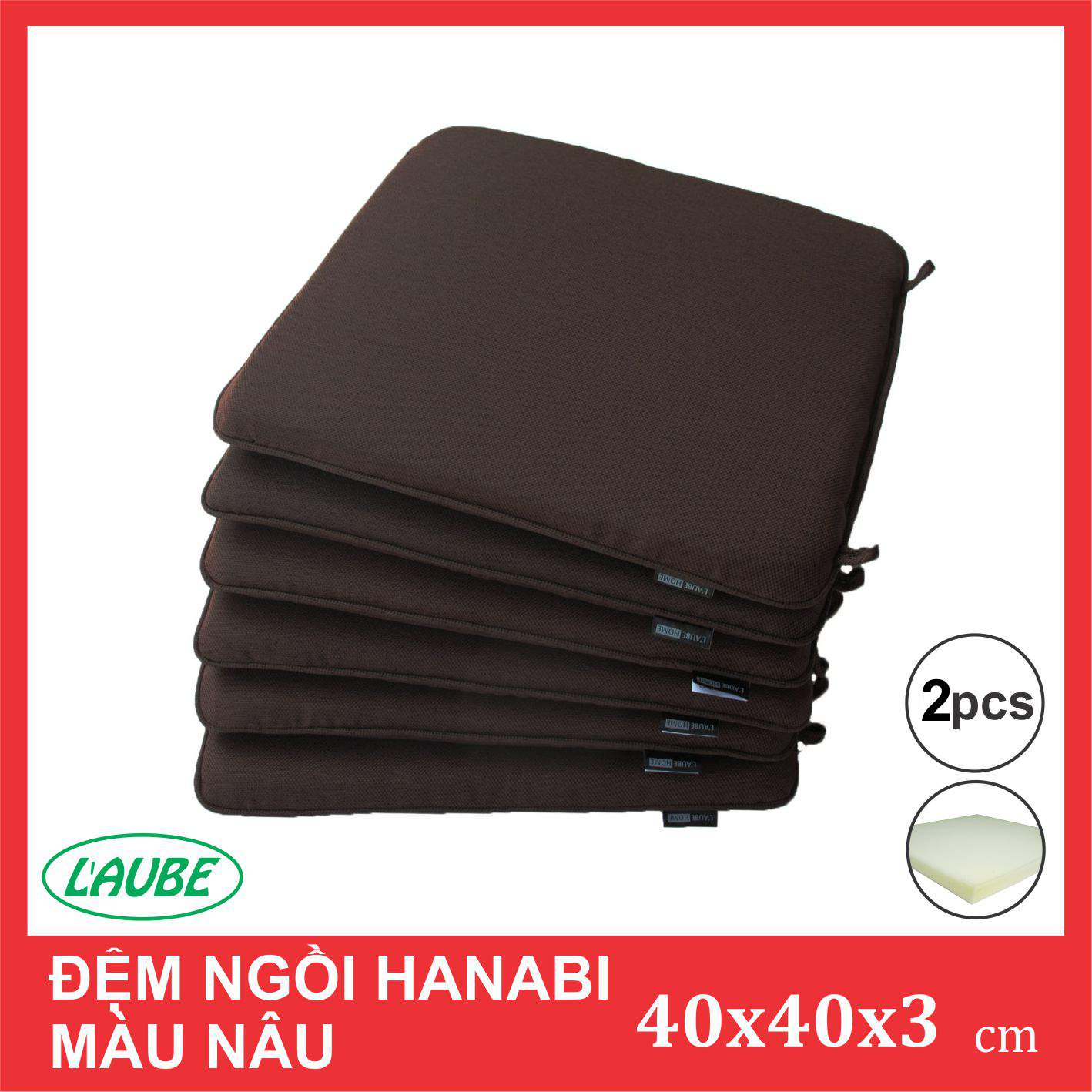 Đệm ngồi thiền Hanabi 40x40x3cm thương hiệu Laube