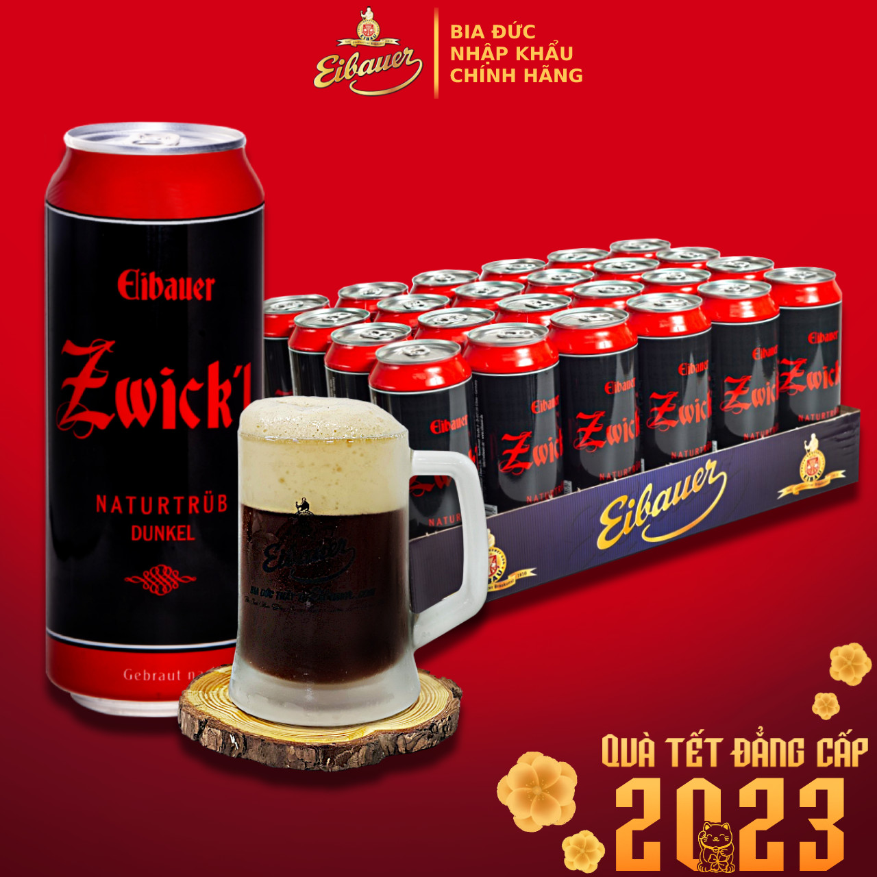 [BIA ĐỨC NHẬP KHẨU] Thùng 24 Lon Bia Thầy Tu EIBAUER ZWICK'L NATURTRÜB DUNKEL  6.7% 500ml - Hương Vị Độc Tôn Caramel Rang Cháy - Bia Đức Nhập Khẩu Chính Hãng