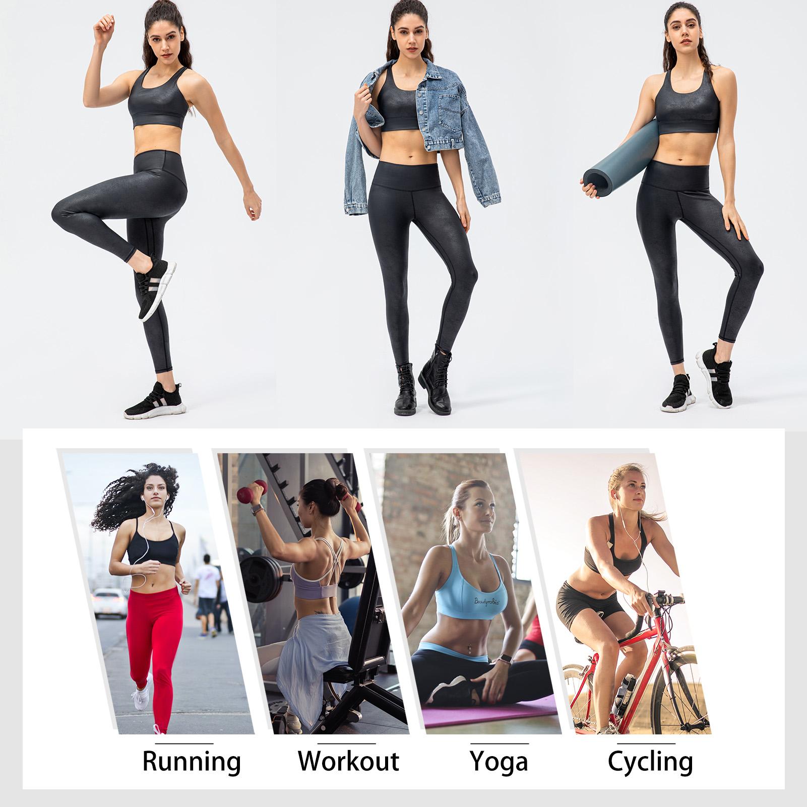 Quần legging yoga nữ eo cao tôn dáng để đi xe đạp, tập thể thao, chạy bộ