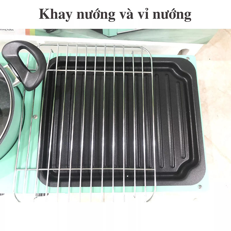 Bếp lẩu nướng điện có thể điều khiển nhiệt độc lập không khói 2 trong 1 đa năng