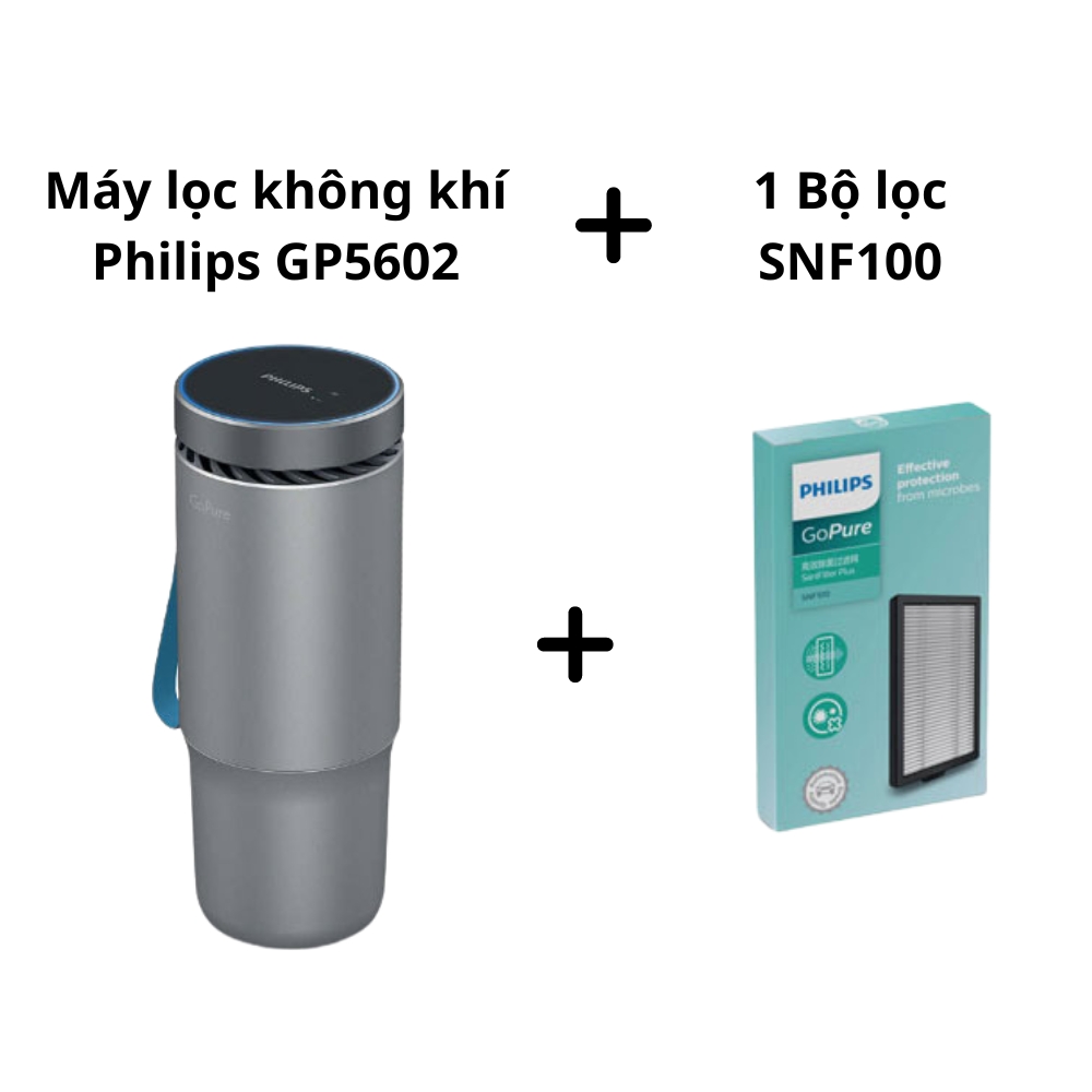 Máy lọc không khí Philips Cốc lọc không khí trên ô tô khử mùi, khử khuẩn tia UV Gopure Style GP5602 - Hàng nhập khẩu