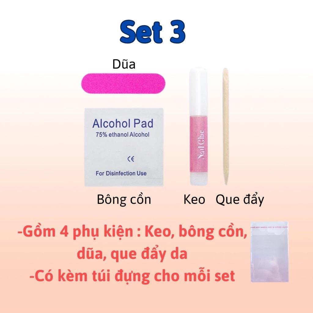 Combo Bộ Phụ Kiện Làm Nailbox Tiện Lợi Set Nhiều Món Miếng Dán, Dũa, Que Gỗ, Alcohol Lau Móng