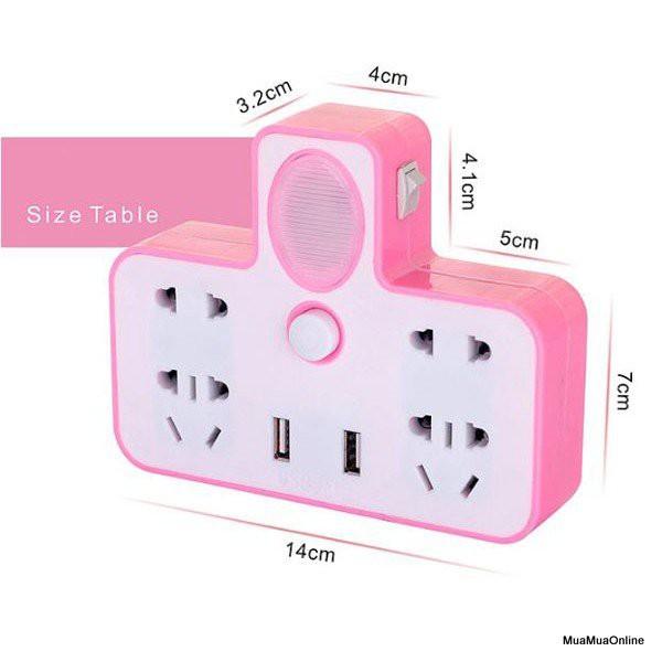 Ổ Cắm Điện 2 Cổng Usb Kiêm Đèn Ngủ Tiện Dụng